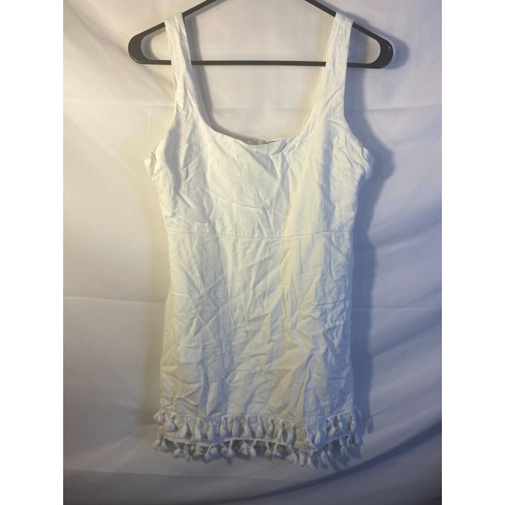 Lulus Women’s Dress White Boho Fairy Angelcore Fringe Medium Short Beach coastal